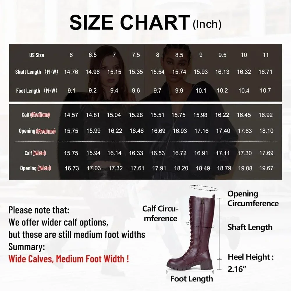 Women's Red Pu 953 Chunky Platform Heel Lace Gothic Knee High Combat Boots